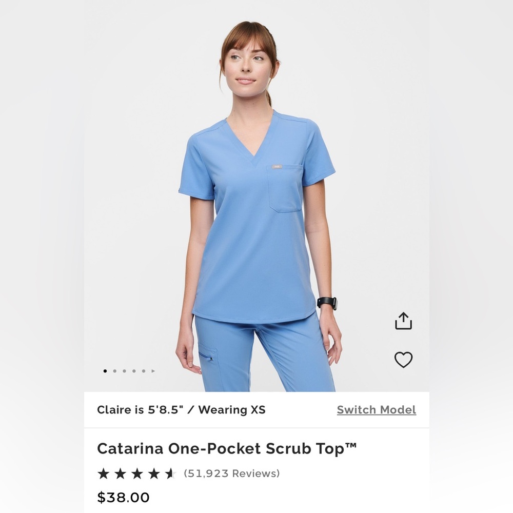 Figs Ceil Blue Slim Catarina One Pocket Scrub Top
